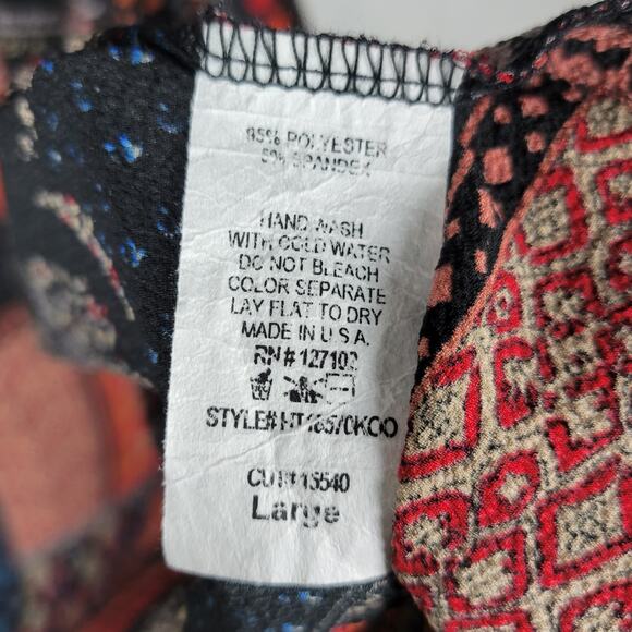 PinkBlush Womens‎ Kimono Cover Up Size L Black Brown Bandana Paisley Print Open - Picture 8 of 9